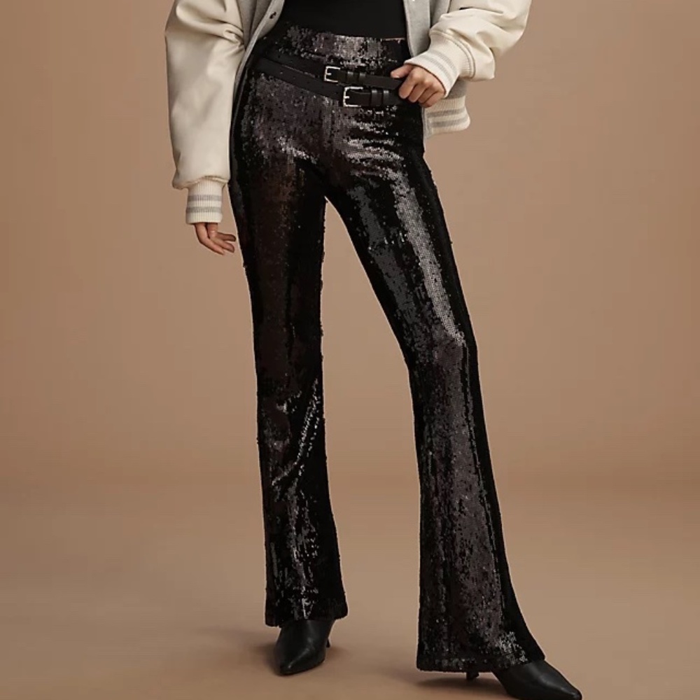 Sanctuary Sequin Flare Leggings, Black
